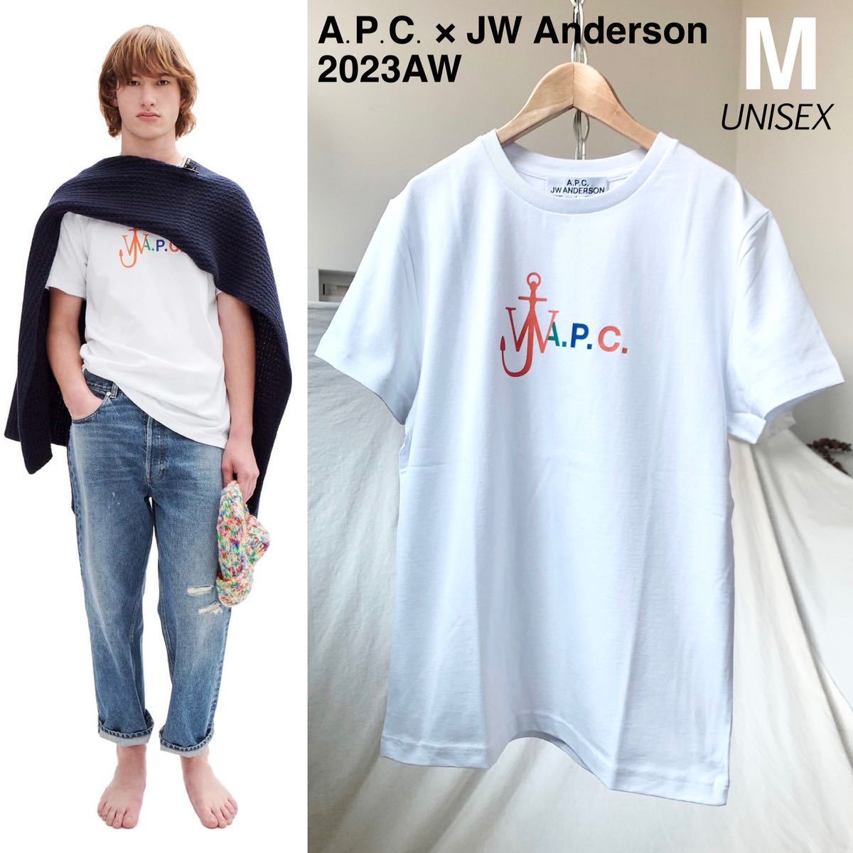 M 新品 2023AW A.P.C. X JW ANDERSON アンダーソン コラボ ロゴ Anchor Tシャツ 定2.2万 白 ユニセックス メンズ APC