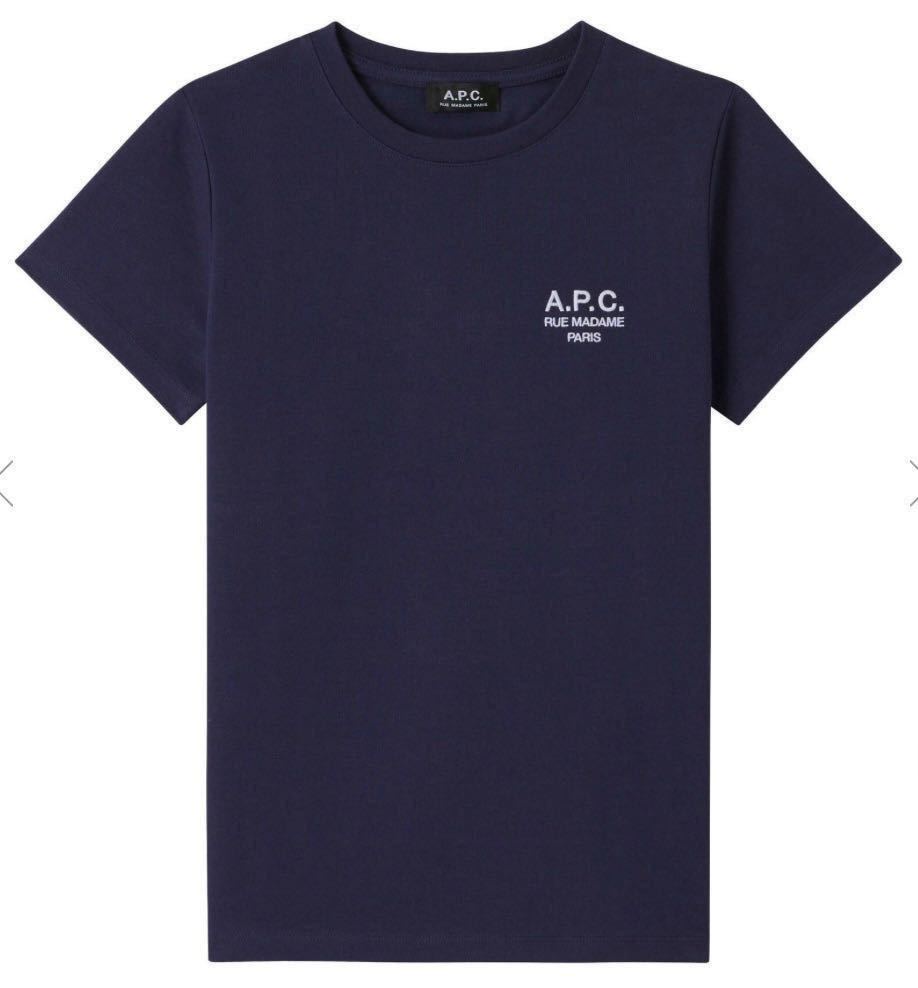 L new goods A.P.C. A.P.C. standard embroidery Logo Denise T-shirt .1.54 ten thousand dark navy lady's APC thick 2023SS short sleeves 