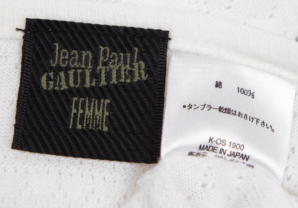 ジャンポールゴルチエ ファムJean Paul GAULTIER FEMME ロゴ針抜きTシャツ 白M 【レディース】_画像10