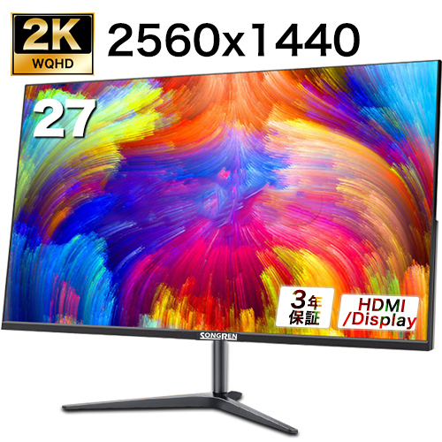 モニター 27インチ 「2K 2560x1440」 WQHD 高解像度 薄型 HDMI対応 DP対応 75HZ 5ms応答 IPSパネル フレームレス 178°広視野角 省スペース_画像1