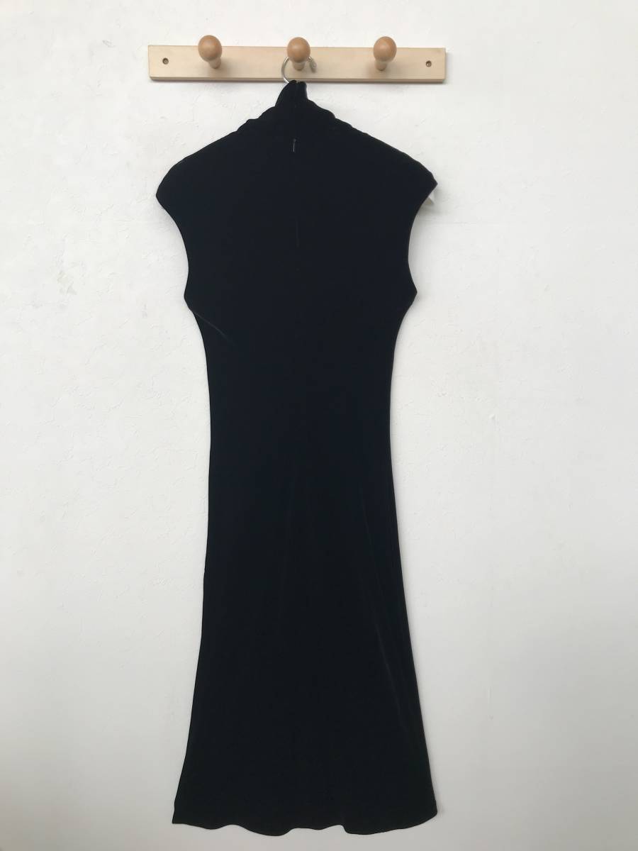 GUCCI Gucci Italy made regular goods silk Blend no sleeve velour One-piece black beautiful goods size 40