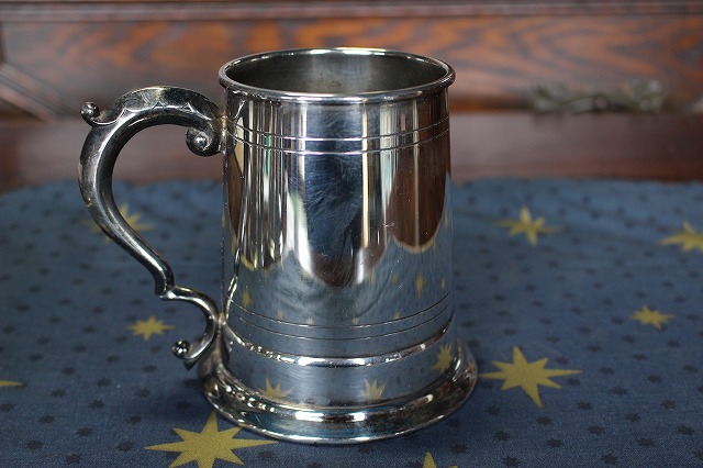 ★送料無料★イギリス アンティーク シルバープレートマグカップ タンカード マグカップ ビールジョッキ 英国製 s-3の画像2