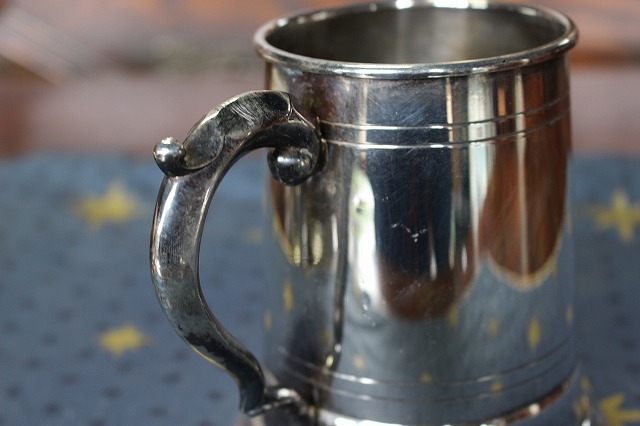 ★送料無料★イギリス アンティーク シルバープレートマグカップ タンカード マグカップ ビールジョッキ 英国製 s-3の画像3