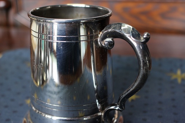 ★送料無料★イギリス アンティーク シルバープレートマグカップ タンカード マグカップ ビールジョッキ 英国製 s-3の画像4