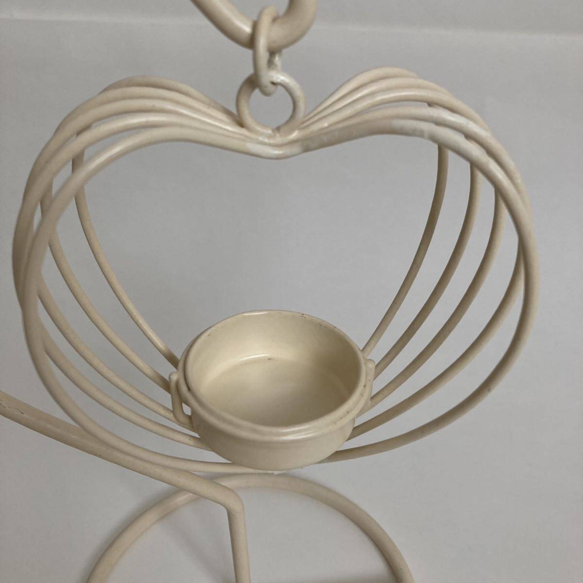  iron Heart type candle holder candle stand repair after equipped cream color height 22.5cm swing candle holder interior 