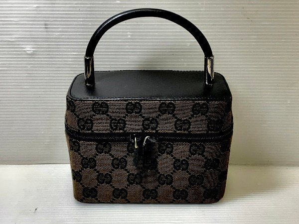 未使用　保管品　訳あり　GUCCI 　グッチ 　バニティ　 ミニハンドバッグ　 GG柄 　キャンバス レザー 　ブラック　 黒　039　1051　2684　_画像2