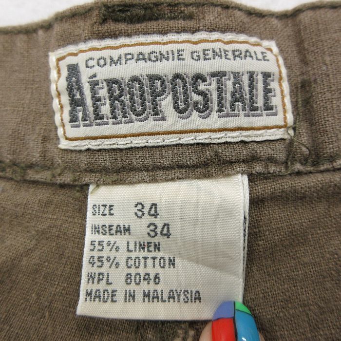 W34/ б/у одежда Aeropostale брюки мужской 00slinen светло-коричневый тон Brown 24jan08 б/у низ длинный 