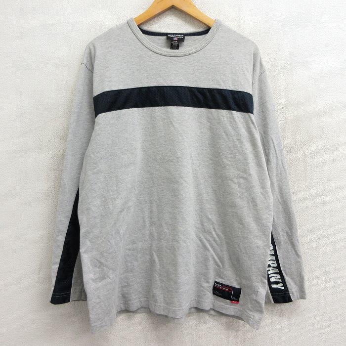 XL/古着 ラルフローレン ポロジーンズ 長袖 ビンテージ ブランド Tシャツ メンズ 90s ビッグロゴ 大きいサイズ コットン クルーネック グレ_画像1