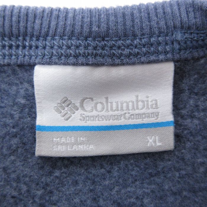 XL/古着 コロンビア Columbia 長袖 スウェット メンズ ビッグロゴ 大きいサイズ クルーネック 薄紺 ネイビー 霜降り 23feb15 中古 スエ_画像4