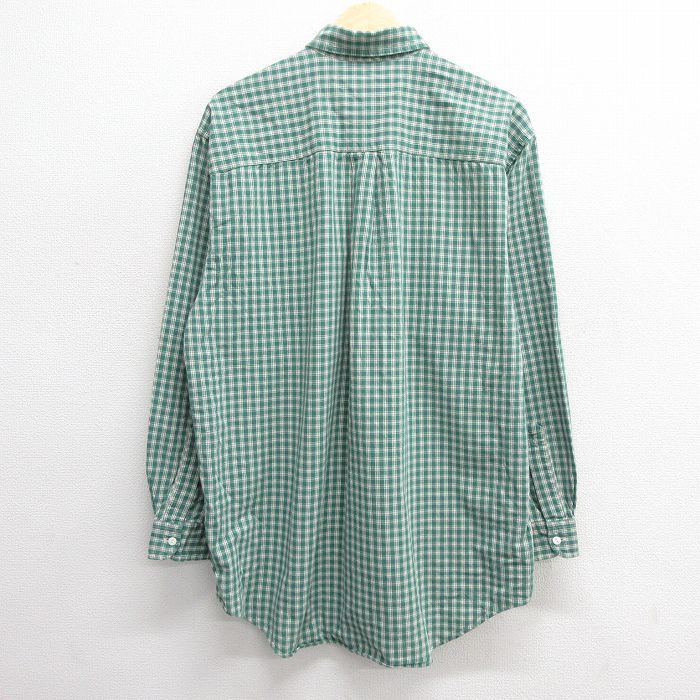 XL/古着 アバクロンビー 長袖 ブランド シャツ メンズ 90s BIG SHIRTS ロング丈 コットン ボタンダウン 緑他 グリーン チェック 24jan16 中_画像3