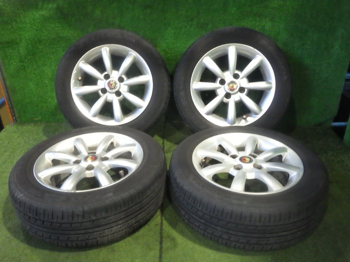 ◆溝あり フィアット500 ABARTH アルミホイール タイヤ 14インチ 4本 5.5J PCD98 4穴 +35 175/60R14 YOKOHAMA 20年 中古 A34_画像1