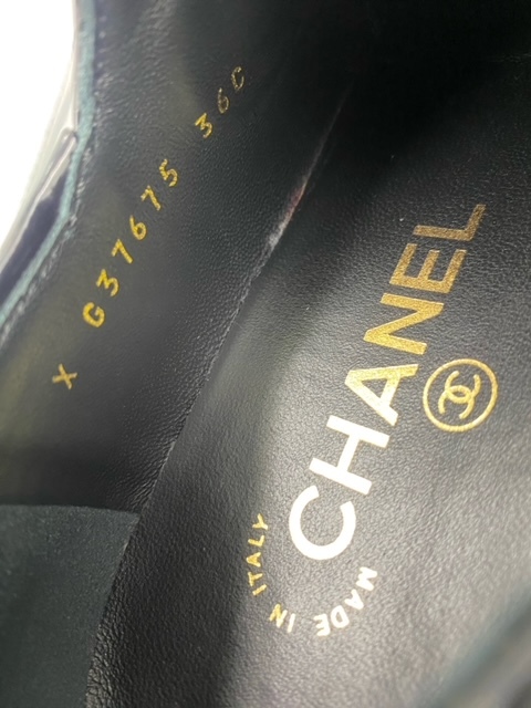 CHANEL シャネル 21B G37675 ココマーク チェーンデザイン ローファー シューズ 靴 36 約23cm 前後 ブラック レディース 箱付 真贋保障品_画像9