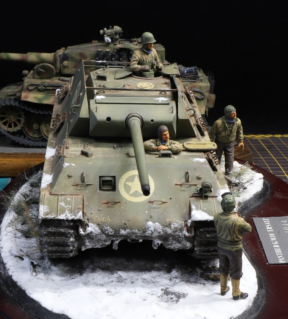 1/35 ドイツ軍 M10偽装パンター（アルデンヌ1944） ジオラマ制作完成品(オーバルベース 幅20ｃｍ×奥行30ｃｍ）_画像6