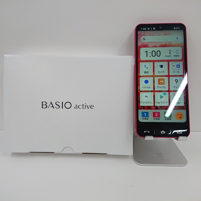 BASIO active SHG09 au レッド 送料無料 即決 本体 c01733