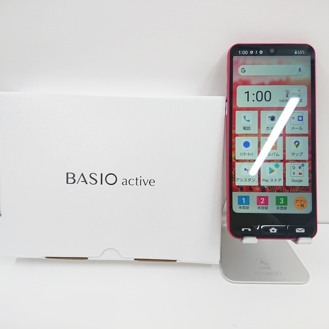 BASIO active SHG09 au レッド 送料無料 即決 本体 c01734