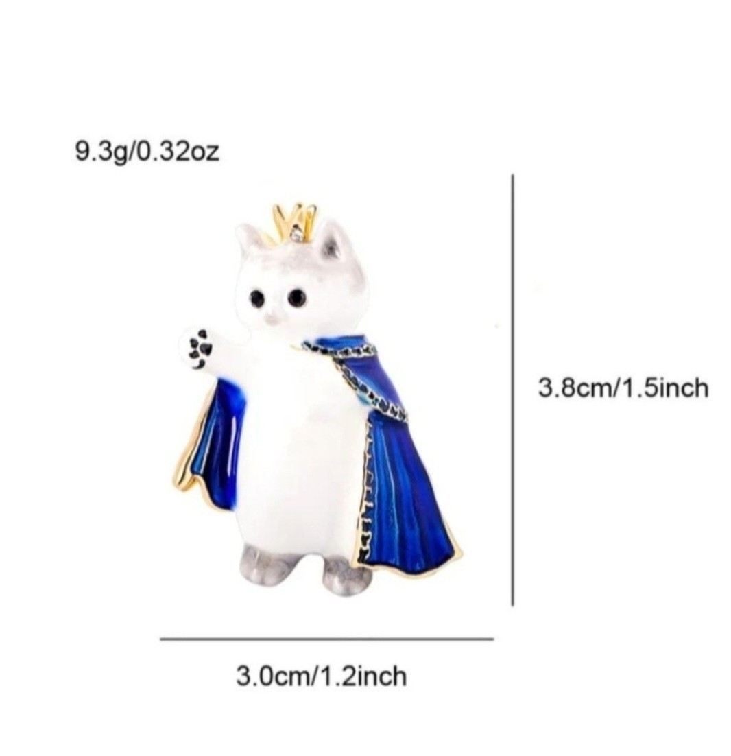 猫のブローチ　王子様　グレー白　猫の雑貨　HANAKO
