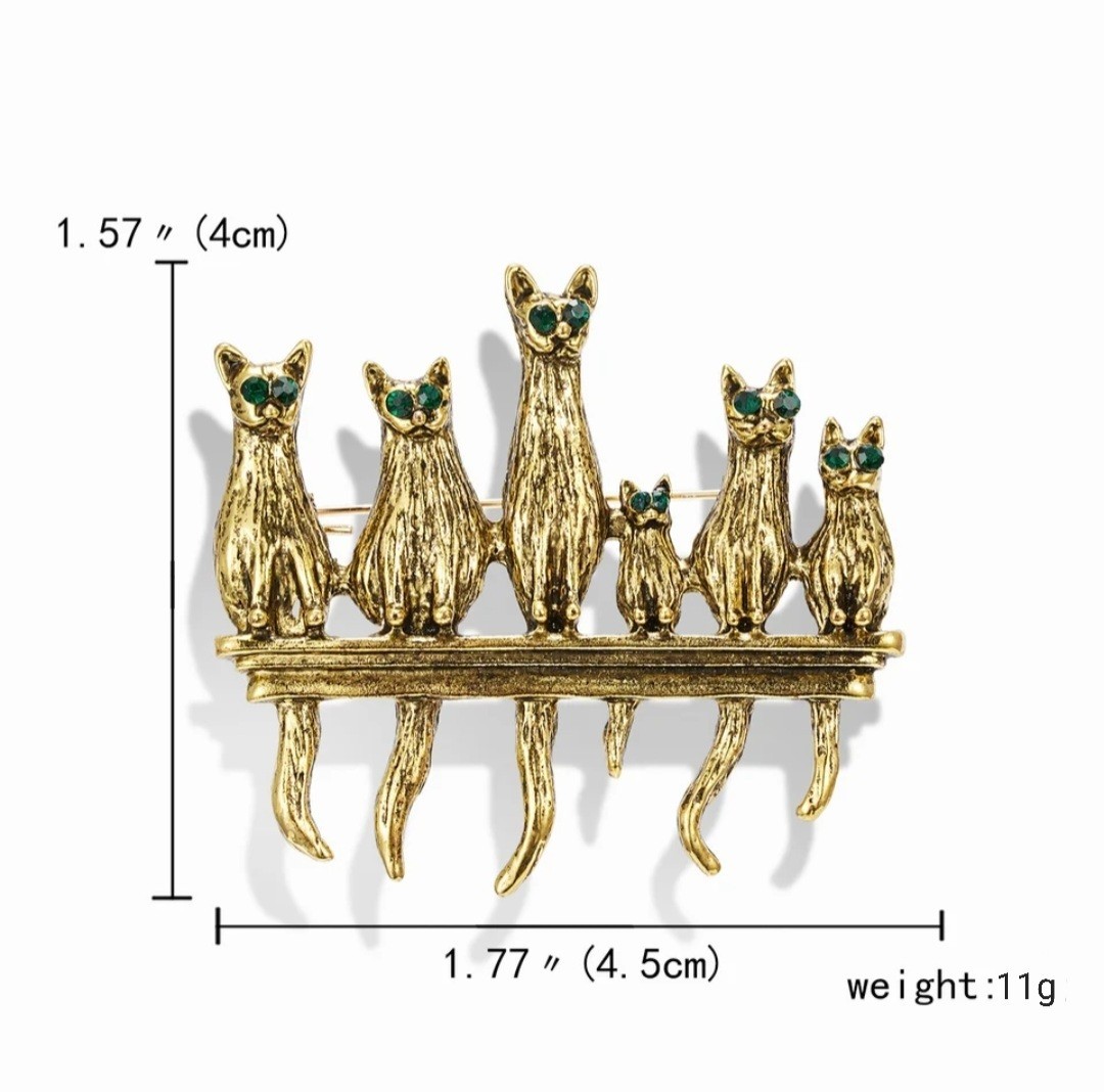 猫のブローチ ペンダント兼用 猫６匹 ゴールド 猫の雑貨 HANAKOの画像7