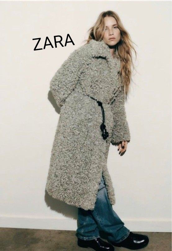 新品タグ付き ZARA ザラ ロングブークレコート プードルコート 新品タグ付き ZARA ザラ ロングブークレコート プードルコート