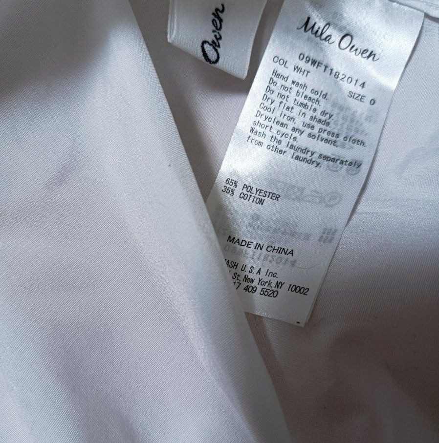 Mila Owen　ミラオーウェン　ボタンダウン　カフスデザインシャツ　春　ブラウス　長袖　ホワイト　ロゴ刺繍　レディース　S 白