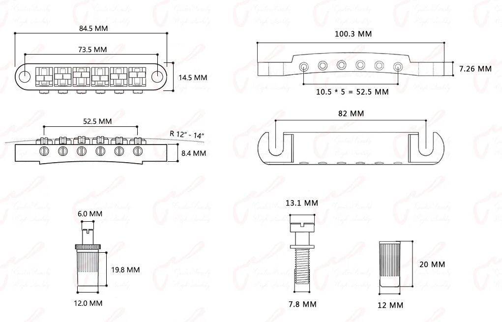 オールチタン合金製T.O.Mブリッジtitanium alloy tune-o-matic bridge