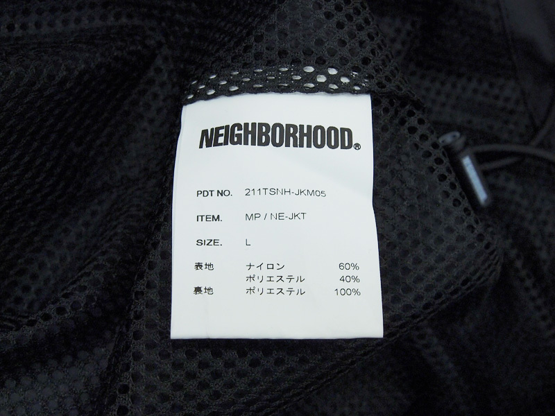 美品 L サイズ NEIGHBORHOOD MP / NE - JKT マウンテンパーカー ナイロン ジャケット 黒 ブラック ロゴ ネイバーフッド 21SS F_画像3
