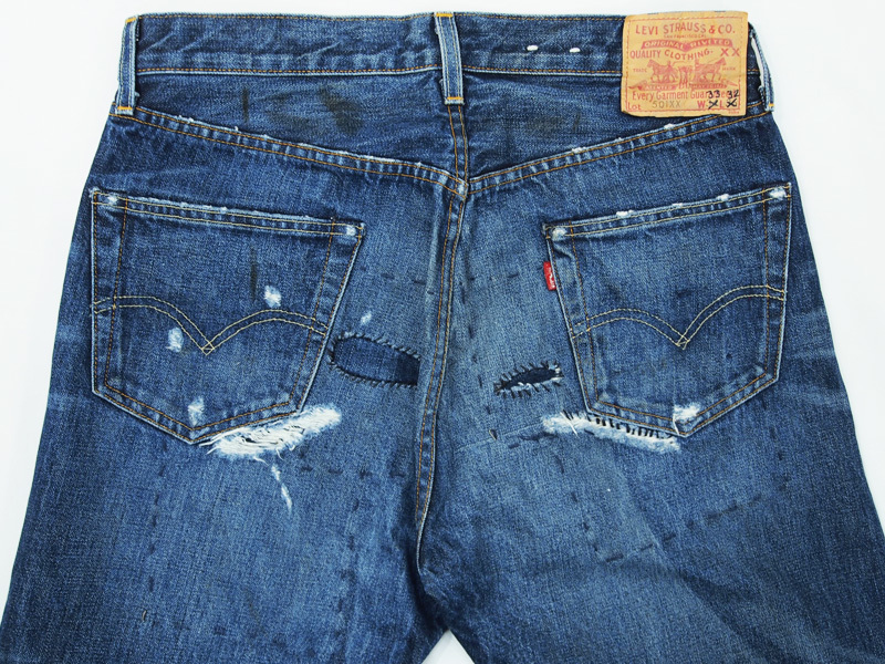 USA製 Levi's Vintage Clothing 501XX リペア 加工 デニム パンツ 1955年 50155 BIG E 33 リーバイス ビンテージ クロージング LVC F_画像4