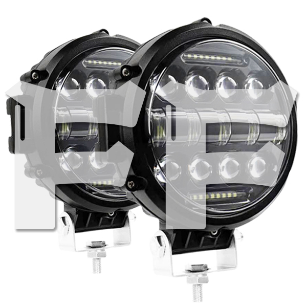 7インチ 69W 2モードタイプ LED ワークライト 作業灯 投光器 新品 4x4 トラック 建設機械 SUV ホワイト T7C-69W 12V-24V 2個