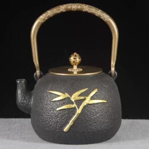 竹鉄壺 南部鉄器 コーティングなし 手作り鉄 やかんを沸かす お茶の道具 1200ML_画像1