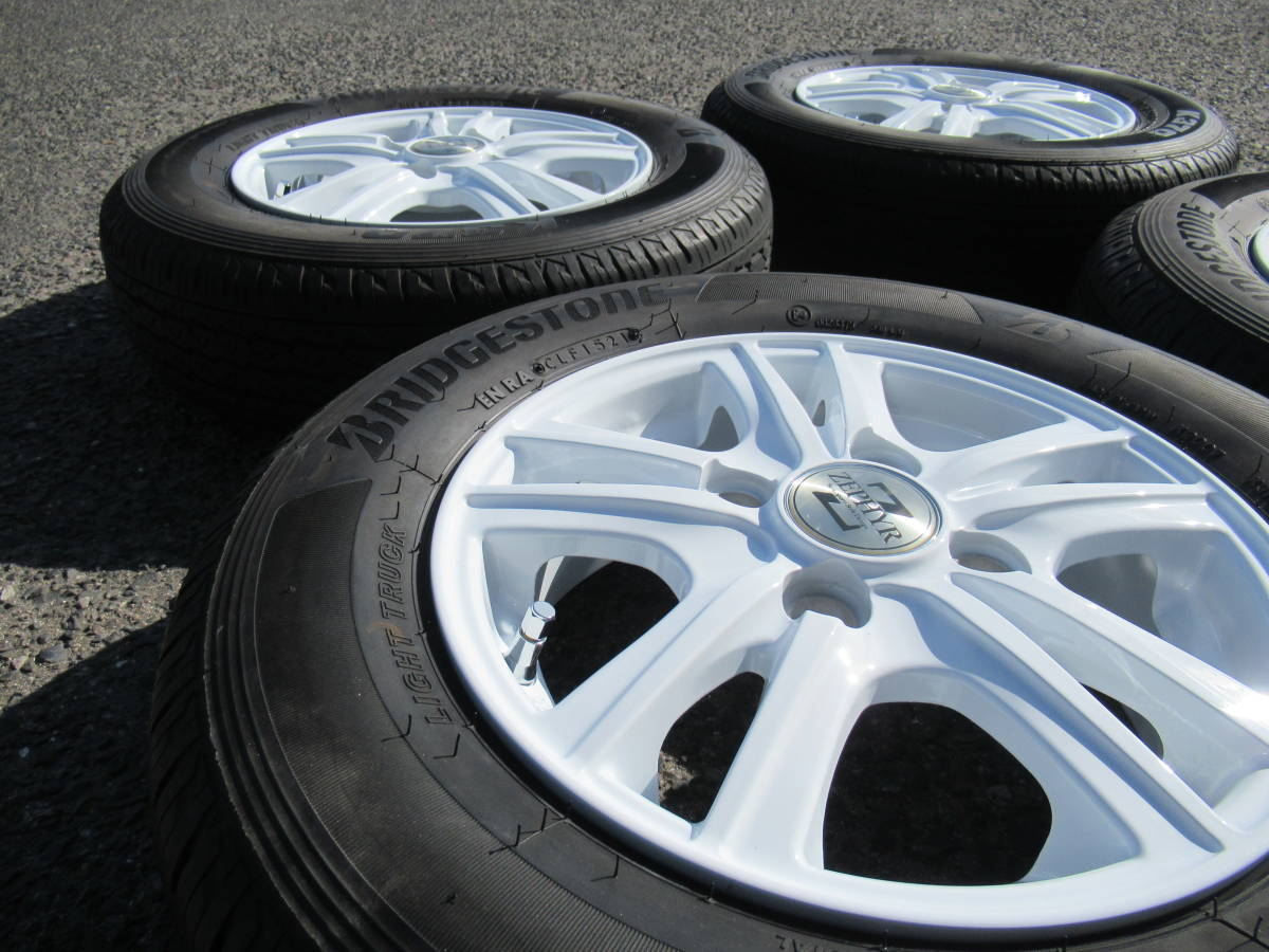 中古タイヤ☆145/80R12 80/78N LT ブリヂストン K370 2021年製 バリ山 ZEPHYR ホワイト 4J+40 100 4H アクティ ハイゼット ミニキャブ等☆_画像6