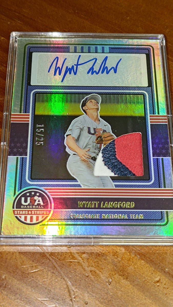 2023 Panini stars&stripes #cnts-wl wyatt langford gameused patch autograph 15/25_画像1