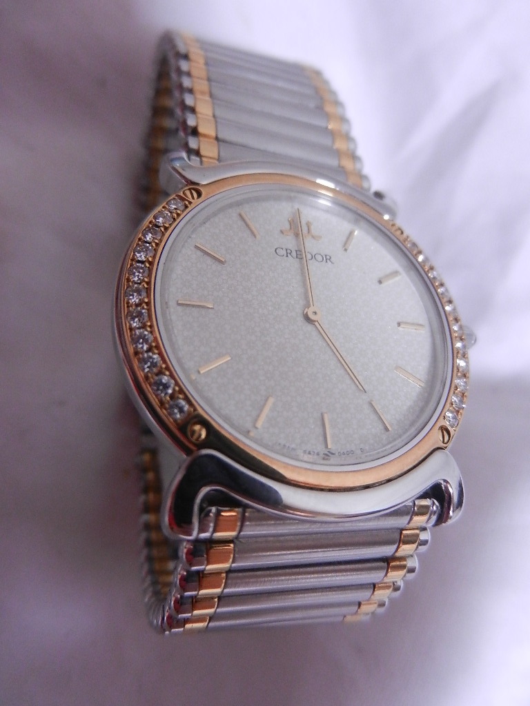 セイコー SEIKO クレドール　リネアクルバ メンズ K18コンビ ダイヤベゼル　5A74-0190 腕時計　稼動品_画像5