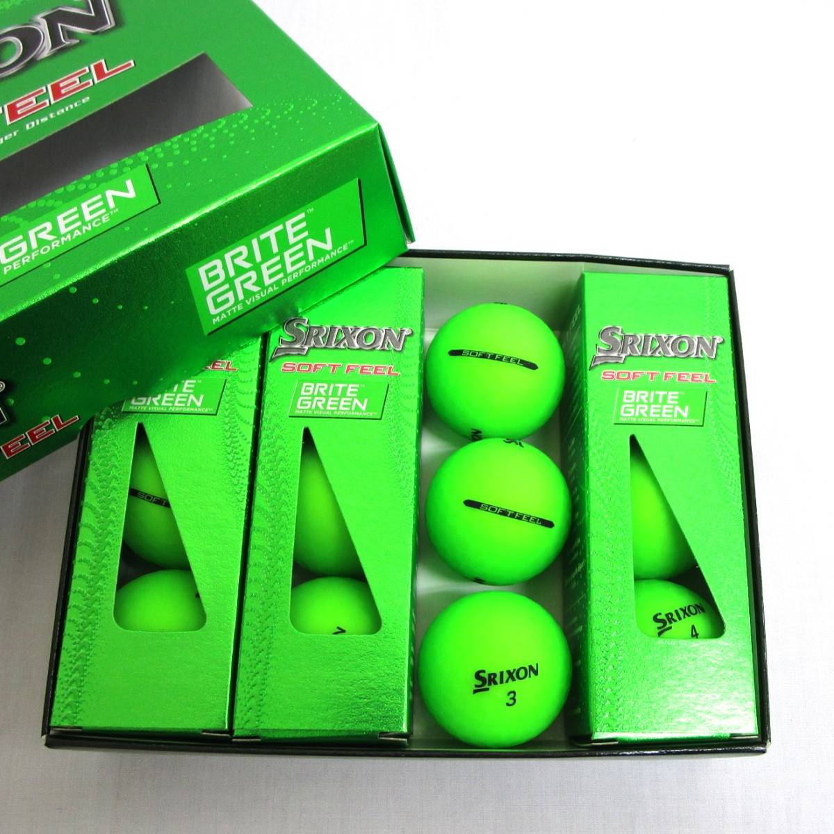 SRIXON 2023年 SOFT FEEL グリーン 2箱 24球 2ダース ボール スリクソン ソフト フィール カラーボール マットカラー 2ピース BRITE GREEN_画像2