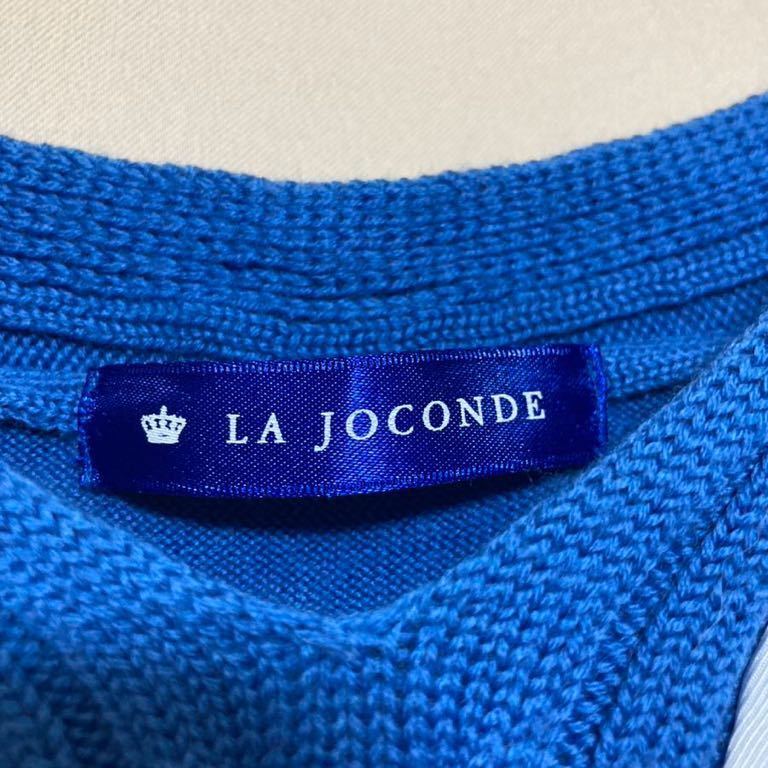 【美品】LA JOCONDE ラ ジョコンダ ホース柄 プリント 異素材切替 ニット トップス MJ-11/Lサイズ 11号 ブルー系 レディース 馬柄 ラピーヌ_画像6