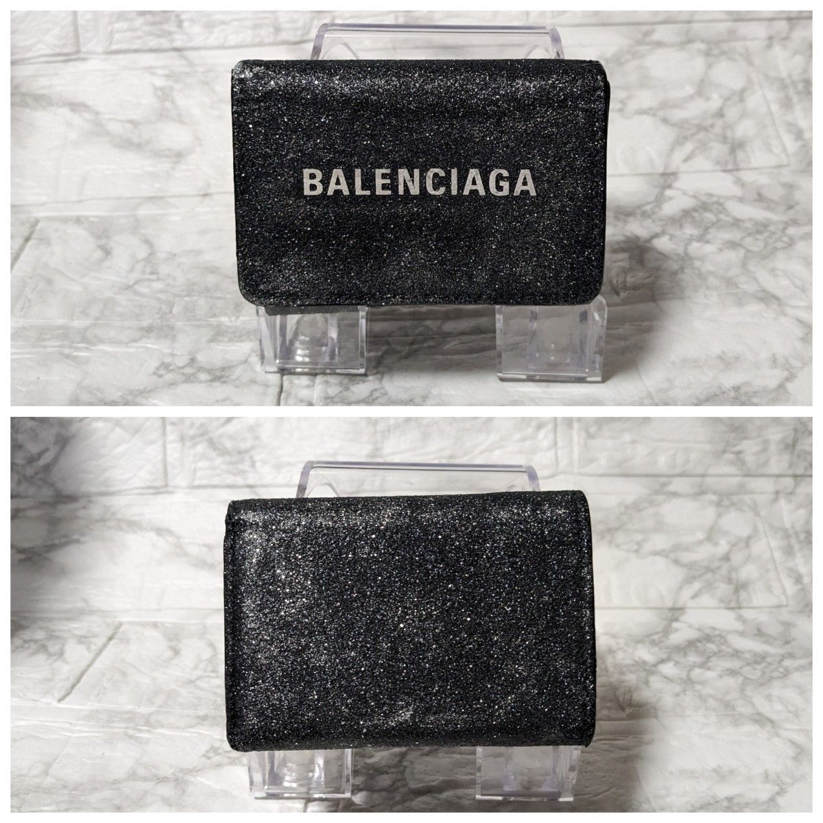 BALENCIAGA】SALE グリッターラメレザー 三つ折り財布 BALENCIAGA】SALE グリッターラメレザー 三つ折り財布