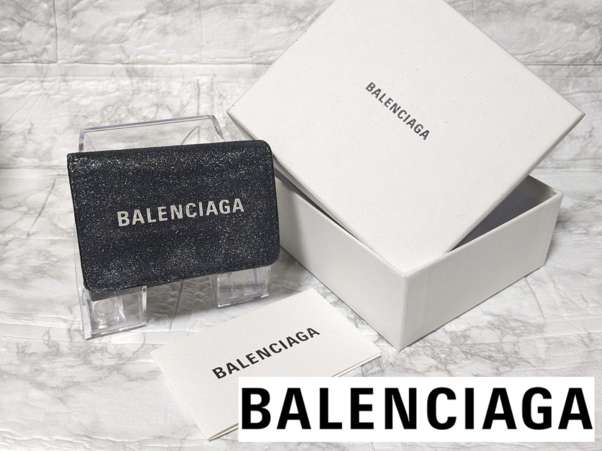 BALENCIAGA】SALE グリッターラメレザー 三つ折り財布 BALENCIAGA】SALE グリッターラメレザー 三つ折り財布