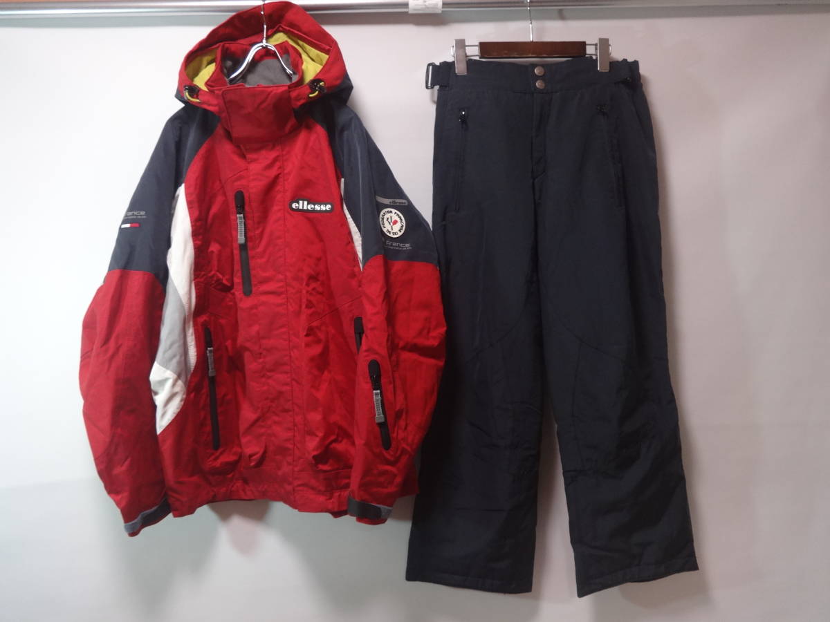 美品サイズL★エレッセ☆ellesse★フランス☆スキーウェア上下セット/赤×黒系★ゴールドウィン★FRANCE SKI★雪山スノーボード_画像1