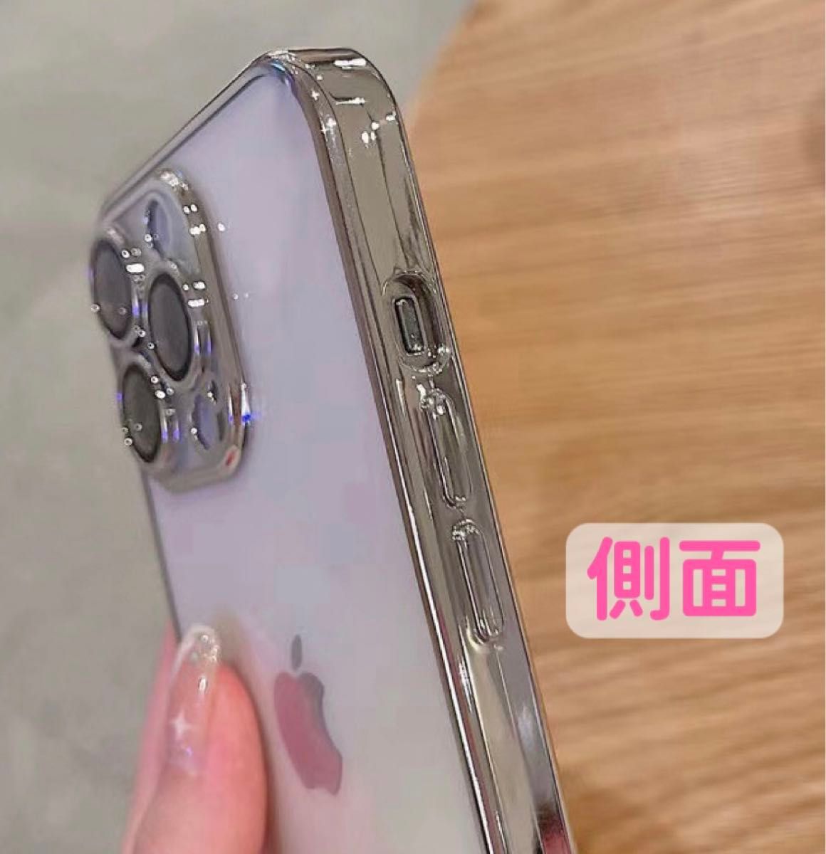 iPhone13ProMaxケース クリア ツヤ キラキラ 韓国 おしゃれ 強化ガラス カメラレンズカバー付 レンズ保護 最新人気