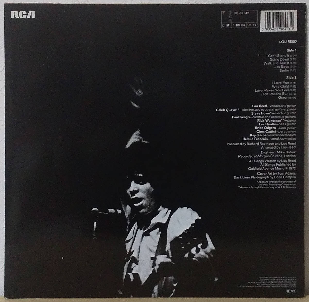 Lou Reed - Lou Reed UK & EU盤 LP, RCA - NL 89842 ルー・リード 1986年 DAVID BOWIE_画像2