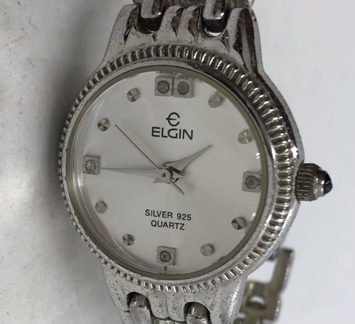 195-0374 ELGIN 腕時計 金属ベルト シルバー 電池切れ 動作未確認_画像1
