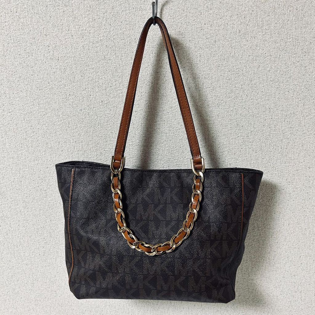 【美品】MICHAEL KORS マイケルコース ハンドバッグ ロゴ　総柄　ブラウン　＊47_画像2