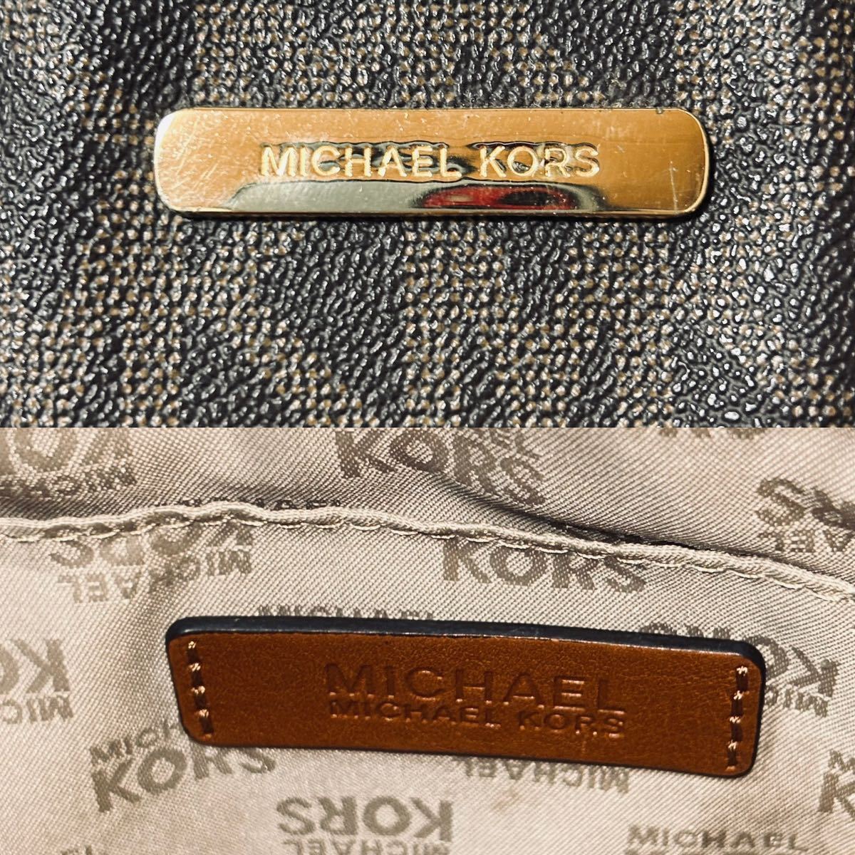 【美品】MICHAEL KORS マイケルコース ハンドバッグ ロゴ　総柄　ブラウン　＊47_画像6