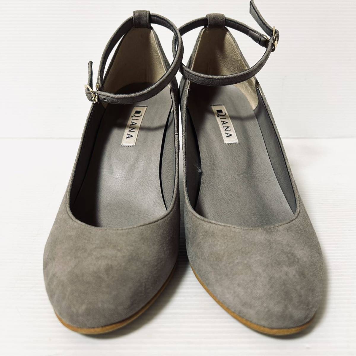 [ as good as new /BOX attaching ]DIANA Diana suede pumps bag strap pumps 24cm gray *5