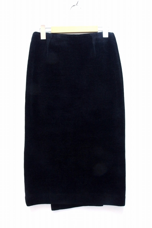 エポカ EPOCA モール生地 ミモレ丈 ラップスカート 巻きスカート ・40 ブラック kz4802209752_画像2
