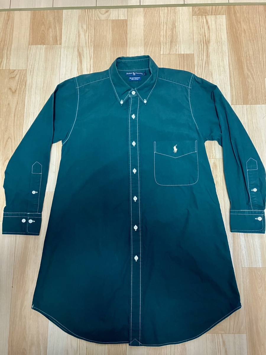 レア！【RALPH LAUREN ラルフローレン】BIG BUTTON DOWN ビッグボタンダウン 90's 緑 グリーン 161/2 レディース_画像1