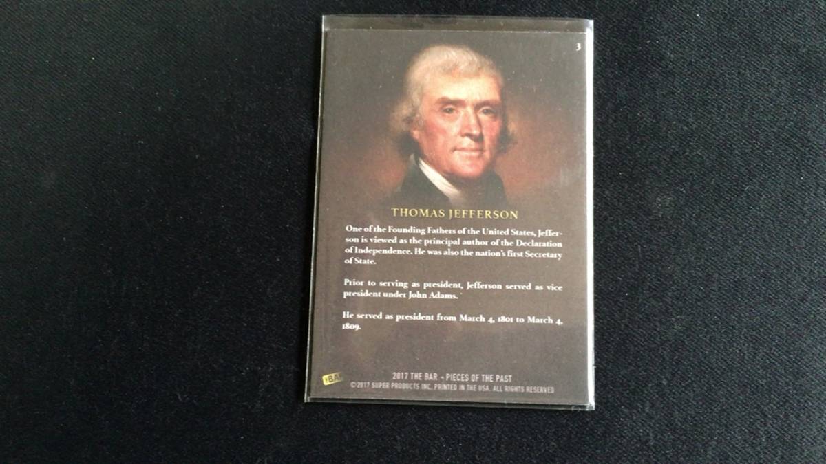 Thomos Jeffrson トーマス ジェファーソン American Presidents カード トレーディングカード 売買されたオークション情報 Yahooの商品情報をアーカイブ公開 オークファン Aucfan Com