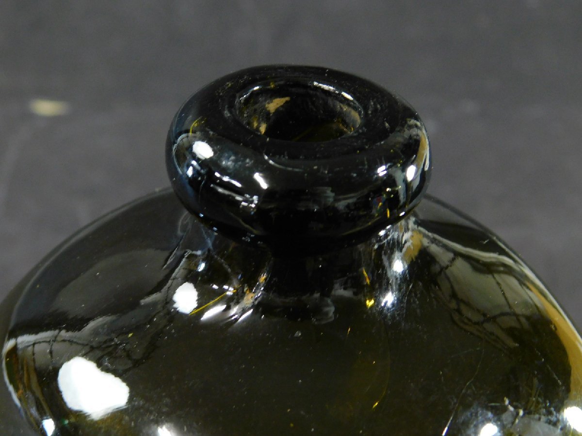 オランダ オリーブグリーン ジンボトル ケルデル瓶 ガラス瓶 角瓶 J.T.BEUKERS SCHIEDAM アンティーク ヴィンテージ OK4762_画像4