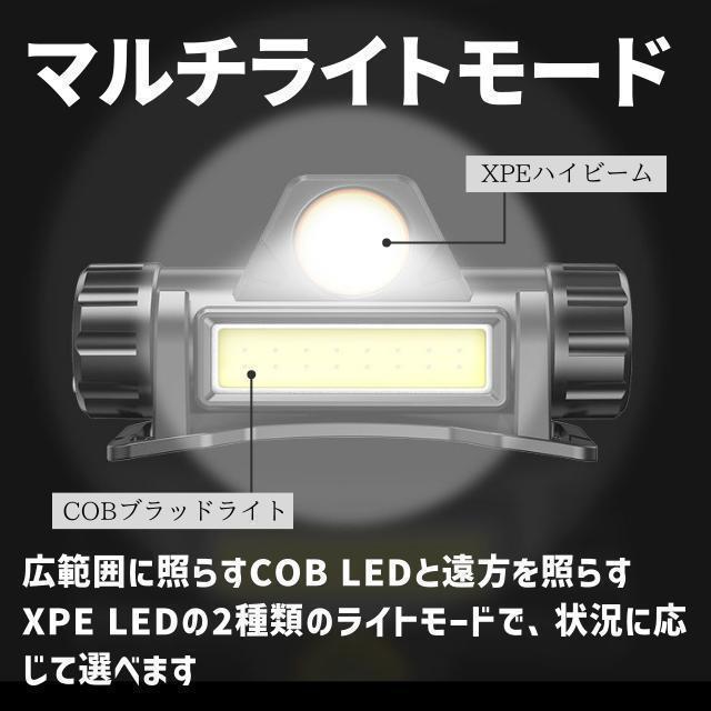 ヘッドランプ 2個セット LEDヘッドライト 充電式 USB 夜釣 キャンプ_画像7