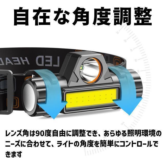 ヘッドランプ 2個セット LEDヘッドライト 充電式 USB 夜釣 キャンプ