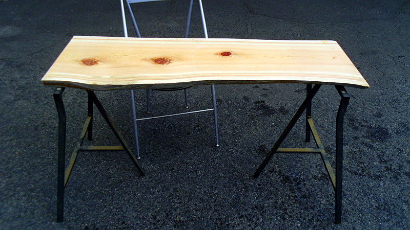 桧ヒノキ(DIYデスク・テーブル天板) 1200x400x35mm 下仕上済SALE_６：画像の脚材は非売品です