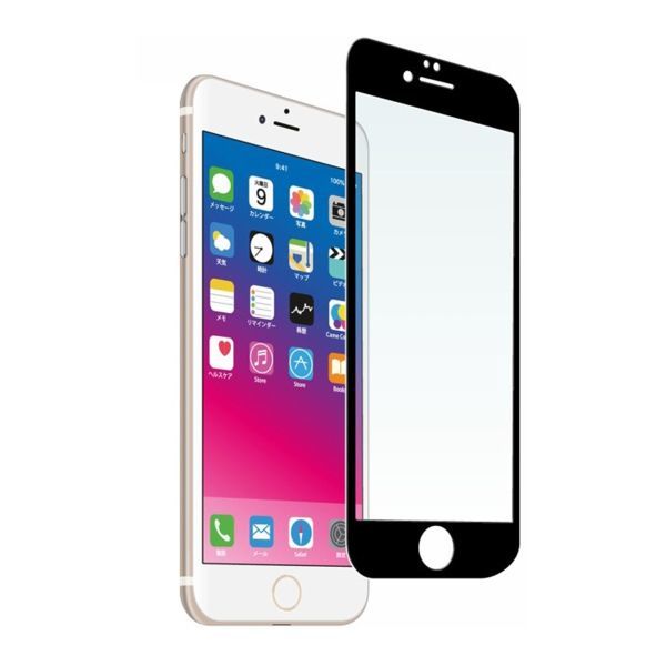iPhone SE3 SE2 iPhone7 iPhone8 4.7インチ 9H 枠黒色 全面保護 3D フチ割れ防止 ソフトエッジ 強化ガラス 液晶保護フィルム K050_画像1